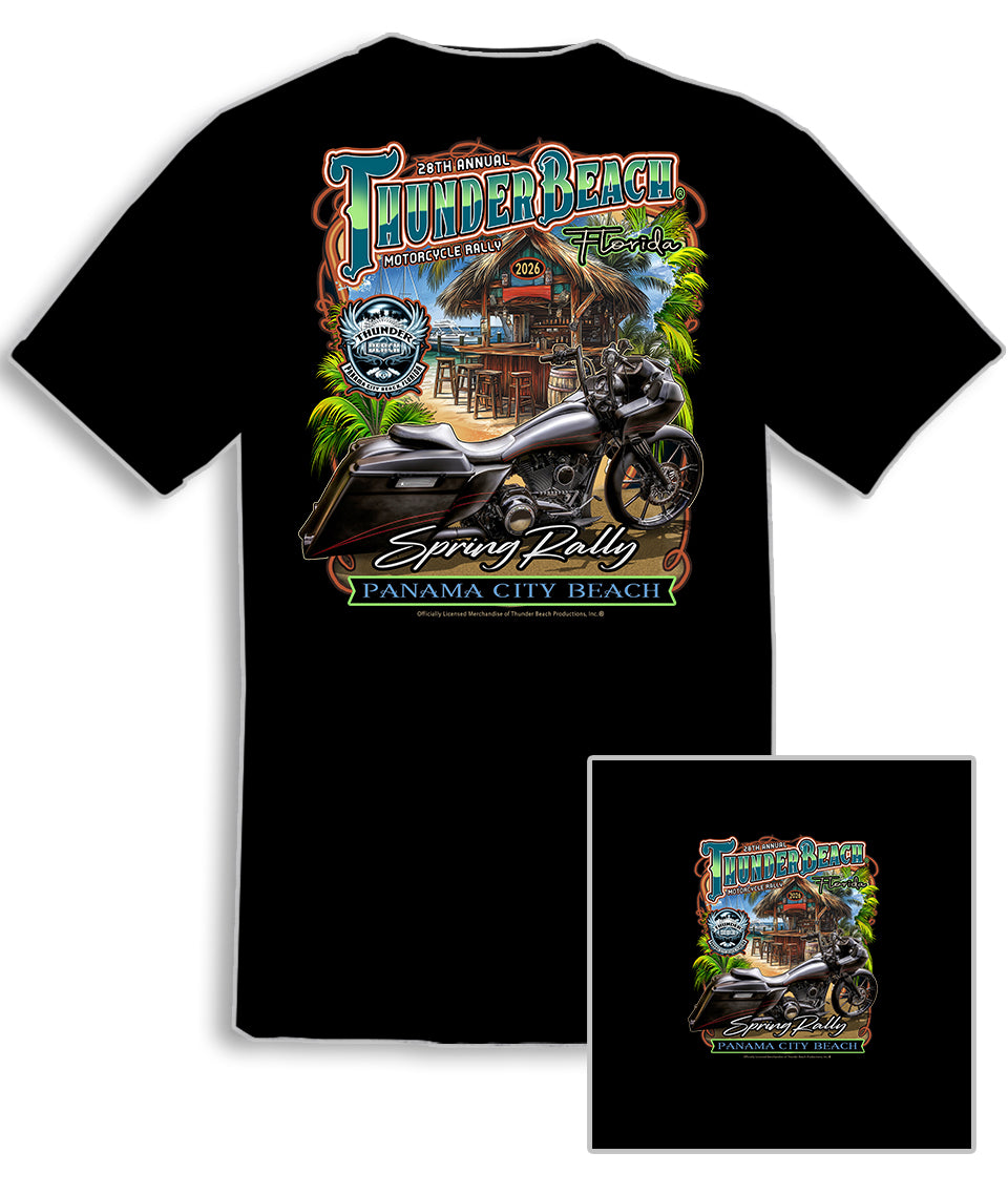 2026 Thunder Beach Spring Rally / Tropical Bart / Design Black T