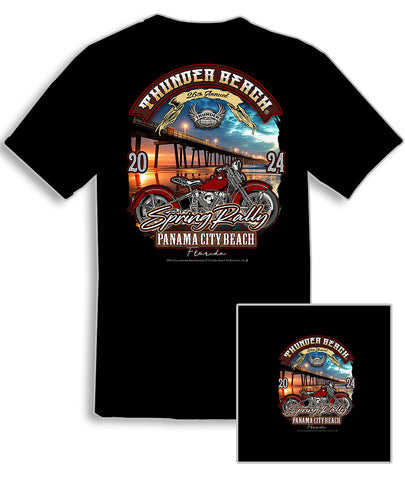 2024 Spring Rally Thunder Beach / Vintage Bike Sunset Black T-Shirt