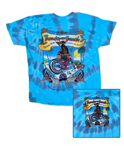 2021 Spring Thunder Beach PIRATE Design Tie Dye Blue T-Shirt