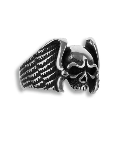 Skull with Wings Stainless Steel Ring