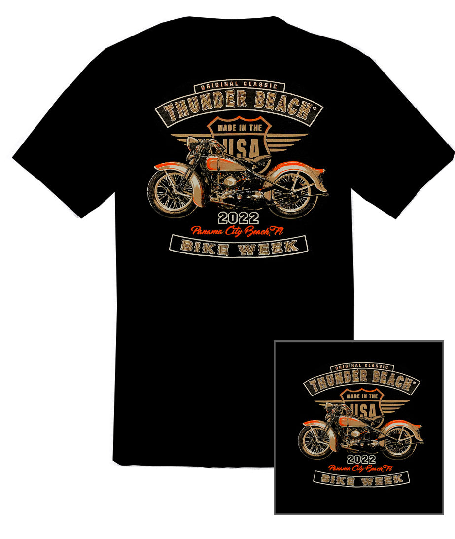 2022 Spring Thunder Beach Vintage Old Bike Black T-Shirt