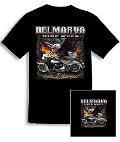 2023 Delmarva Bike Week Egale Official - Black T-Shirt