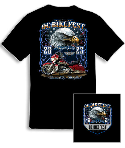 2023 OC BikeFest  Eagle Logo  Black T-Shirt