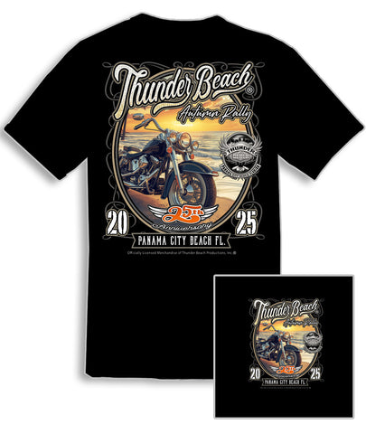 2025 Thunder Beach Autumn Rally / Sunset Beach / Design Black T-Shirt