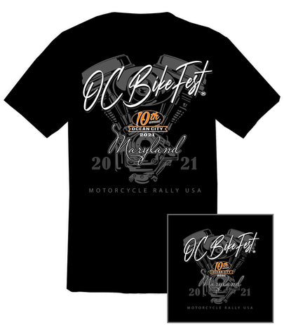 2021 OC BikeFest  Engine Black T-Shirt