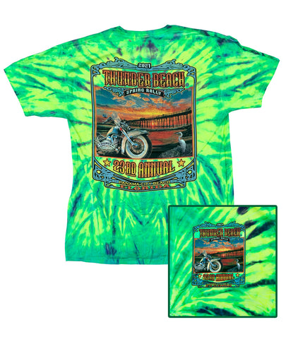 2021 Spring Thunder Beach #1 Design Tie Dye Green T-Shirt