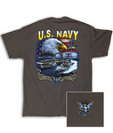 Navy Screaming Eagle Charcoal T-Shirt