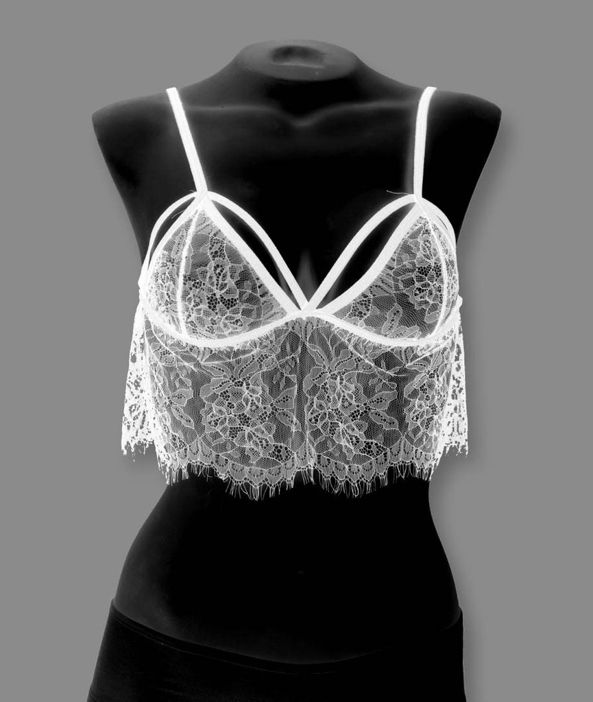 Sheer Lace Sexy Bralette Lingerie - White – Motorcycle Rally USA