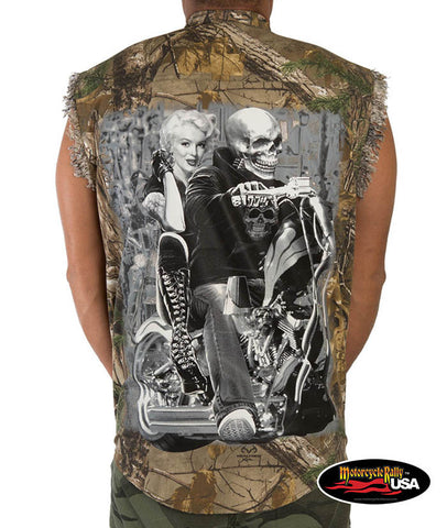 Ghost Rider Marilyn Cut Off Denim Shirt