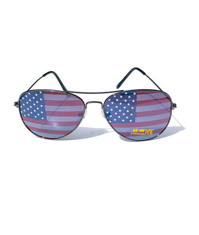 Aviator Sunglasses with USA Flag Glass